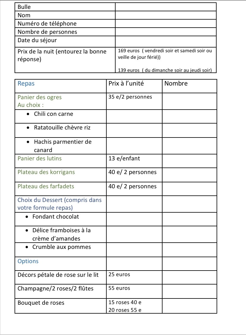 fiche à remplir pour les logements insolites